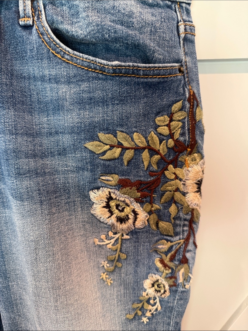 DRIFTWOOD Blue Embroidered Skinny Jeans - Picture 2 of 7